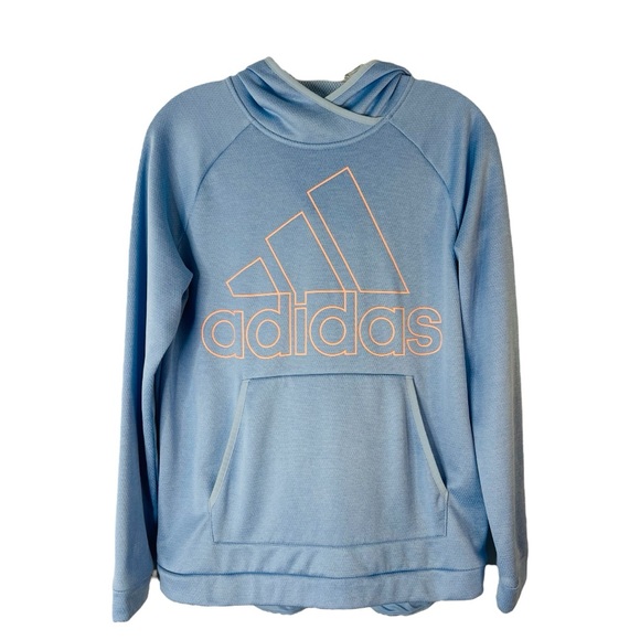 adidas Tops - Adidas blue peach pullover hoodie logo athletic activewear outdoor top medium